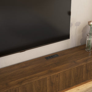 English Elm Modern Led Media Console Low Profile Wood Tv Stand with Ambient Lighting for Living Room Brown W1321P474622