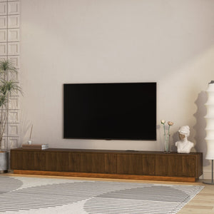 English Elm Modern Led Media Console Low Profile Wood Tv Stand with Ambient Lighting for Living Room Brown W1321P474622
