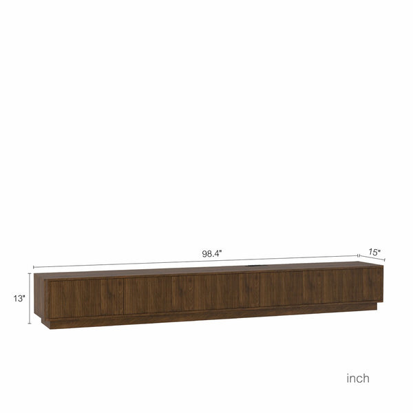 English Elm Modern Led Media Console Low Profile Wood Tv Stand with Ambient Lighting for Living Room Brown W1321P474622