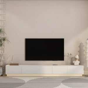 English Elm Modern Led Media Console Low Profile Wood Tv Stand with Ambient Lighting for Living Room White W1321P474623