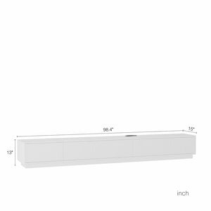 English Elm Modern Led Media Console Low Profile Wood Tv Stand with Ambient Lighting for Living Room White W1321P474623