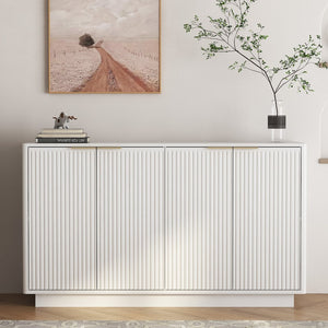 English Elm Modern Fluted Sideboard with Adjustable Interior Shelving for Dining or Living Rooms W1321P474873