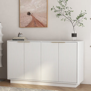 English Elm Modern Fluted Sideboard with Adjustable Interior Shelving for Dining or Living Rooms W1321P474873