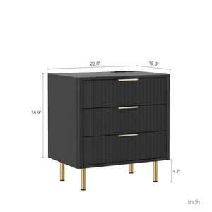 English Elm Nightstand with Built-in Usb Charging Hub and Voice Activated Light for Modern Bedrooms Black W1321P476856