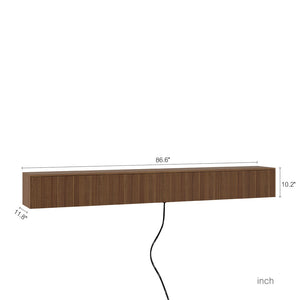 English Elm Floating Wall Mounted Tv Stand with 16 Color Led Lights for Large Screen Living Rooms Brown W1321P477792