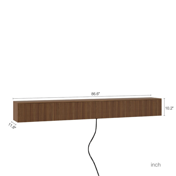 English Elm Floating Wall Mounted Tv Stand with 16 Color Led Lights for Large Screen Living Rooms Brown W1321P477792