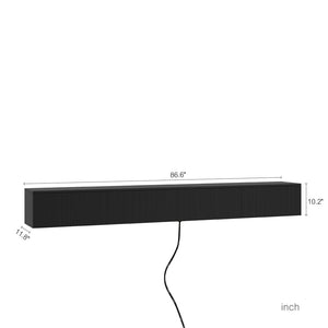 English Elm Floating Wall Mounted Tv Stand with 16 Color Led Lights for Large Screen Living Rooms Black W1321P477794