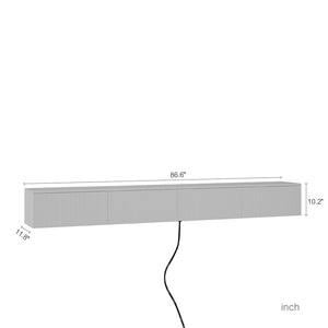 English Elm Floating Wall Mounted Tv Stand with 16 Color Led Lights for Large Screen Living Rooms White W1321P477804