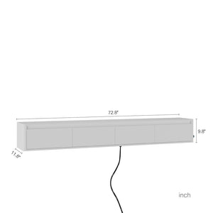 English Elm Floating Wall Mounted Tv Stand with Led Lighting and Outlets High Gloss Living Room Shelf White W1321P478424