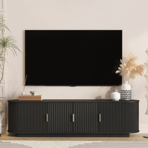 English Elm Floating Wall Mounted Tv Stand with 16 Color Led Lights for Living Room up to 65 Inch Black W1321P484788