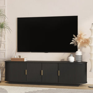 English Elm Floating Wall Mounted Tv Stand with 16 Color Led Lights for Living Room up to 65 Inch Black W1321P484788