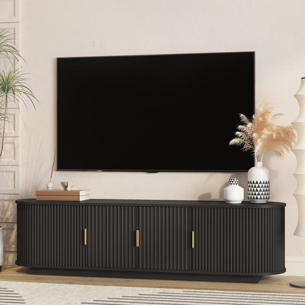 English Elm Floating Wall Mounted Tv Stand with 16 Color Led Lights for Living Room up to 65 Inch Black W1321P484788