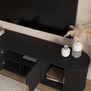 English Elm Floating Wall Mounted Tv Stand with 16 Color Led Lights for Living Room up to 65 Inch Black W1321P484788