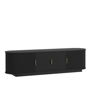 English Elm Floating Wall Mounted Tv Stand with 16 Color Led Lights for Living Room up to 65 Inch Black W1321P484788
