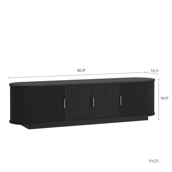 English Elm Floating Wall Mounted Tv Stand with 16 Color Led Lights for Living Room up to 65 Inch Black W1321P484788