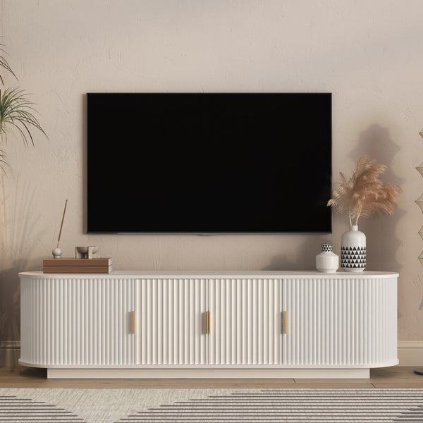 English Elm Floating Wall Mounted Tv Stand with 16 Color Led Lights for Living Room up to 65 Inch White W1321P484793