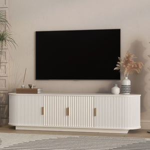 English Elm Floating Wall Mounted Tv Stand with 16 Color Led Lights for Living Room up to 65 Inch White W1321P484793