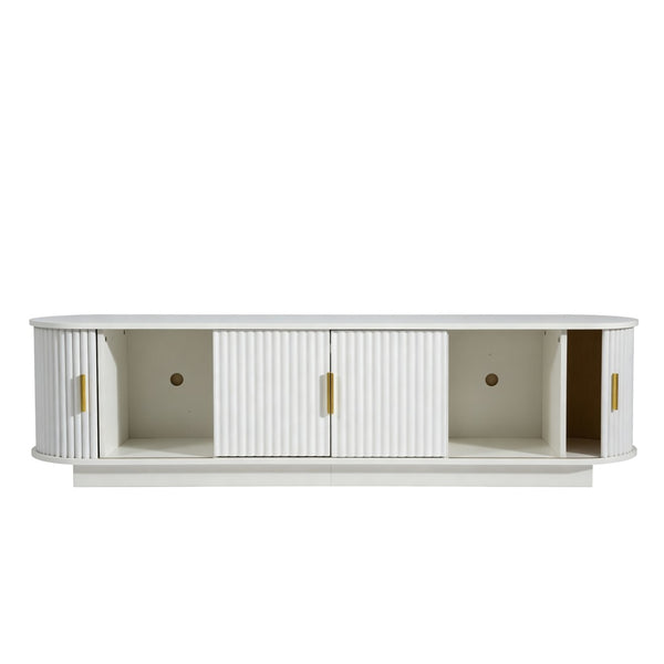 English Elm Floating Wall Mounted Tv Stand with 16 Color Led Lights for Living Room up to 65 Inch White W1321P484793