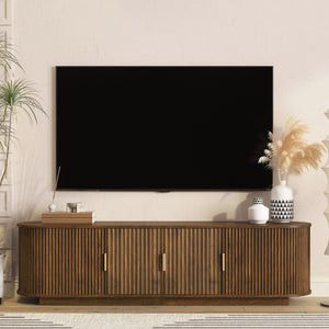 English Elm Floating Wall Mounted Tv Stand with 16 Color Led Lights for Living Room up to 65 Inch Brown W1321P484798