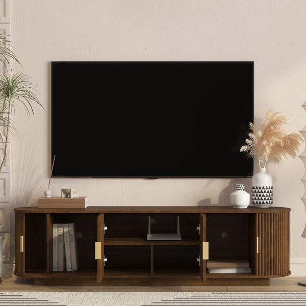 English Elm Floating Wall Mounted Tv Stand with 16 Color Led Lights for Living Room up to 65 Inch Brown W1321P484798