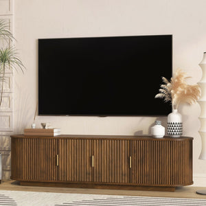 English Elm Floating Wall Mounted Tv Stand with 16 Color Led Lights for Living Room up to 65 Inch Brown W1321P484798