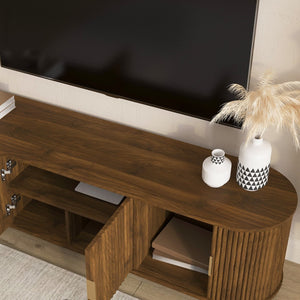English Elm Floating Wall Mounted Tv Stand with 16 Color Led Lights for Living Room up to 65 Inch Brown W1321P484798