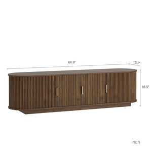 English Elm Floating Wall Mounted Tv Stand with 16 Color Led Lights for Living Room up to 65 Inch Brown W1321P484798