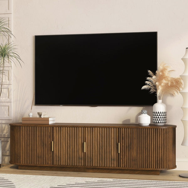 English Elm Floating Wall Mounted Tv Stand with 16 Color Led Lights for Living Room up to 65 Inch Brown W1321P484798