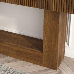 English Elm 62.9-Inch Farmhouse Console Table Slim Wood Grain Sofa Back Foyer Entryway Accent W1321P487148