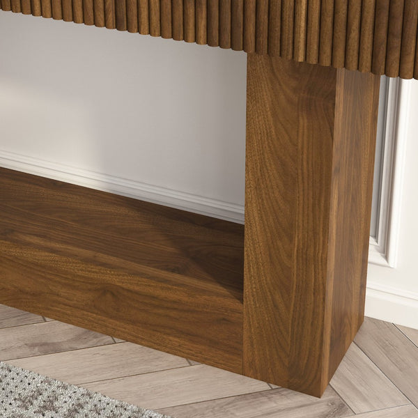English Elm 62.9-Inch Farmhouse Console Table Slim Wood Grain Sofa Back Foyer Entryway Accent W1321P487148
