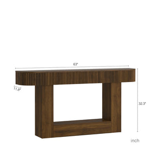 English Elm 62.9-Inch Farmhouse Console Table Slim Wood Grain Sofa Back Foyer Entryway Accent W1321P487148