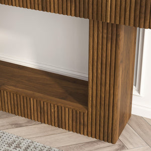 English Elm 62.9-Inch Farmhouse Console Table Slim Entryway Accent with Warm Wood Grain Finish W1321P487156