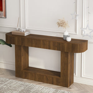 English Elm 62.9-Inch Farmhouse Console Table Slim Entryway Accent with Warm Wood Grain Finish W1321P487156