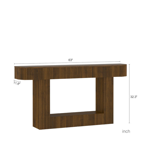 English Elm 62.9-Inch Farmhouse Console Table Slim Entryway Accent with Warm Wood Grain Finish W1321P487156
