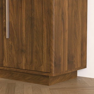English Elm Modern Fluted Wood Credenza with Adjustable Shelves for Dining and Living Rooms Brown - A W1321P492836