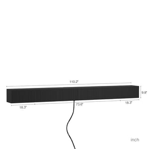 English Elm Floating Wall Mounted Tv Stand with Rgb Led Backlighting for Large Screen Living Rooms Black W1321P511648