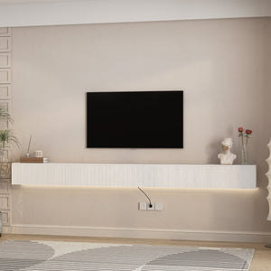 English Elm Floating Wall Mounted Tv Stand with Rgb Led Backlighting for Large Screen Living Rooms White W1321P511654