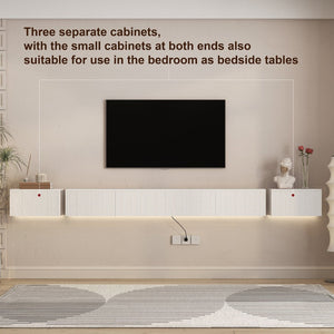 English Elm Floating Wall Mounted Tv Stand with Rgb Led Backlighting for Large Screen Living Rooms White W1321P511654