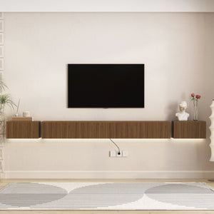 English Elm Floating Wall Mounted Tv Stand with Rgb Led Backlighting for Large Screen Living Rooms W1321P511674