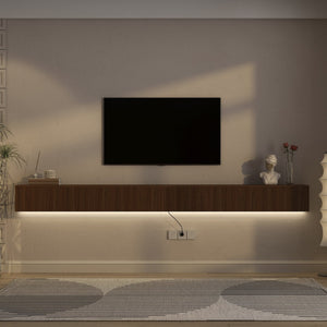 English Elm Floating Wall Mounted Tv Stand with Rgb Led Backlighting for Large Screen Living Rooms W1321P511674