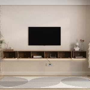 English Elm Floating Wall Mounted Tv Stand with Rgb Led Backlighting for Large Screen Living Rooms W1321P511674