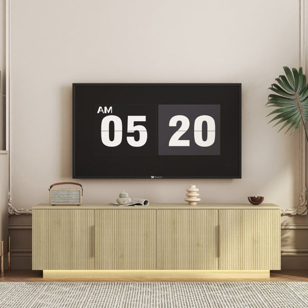 English Elm Tv Stand with LED Lighting 68 Inch Modern Entertainment Center for Living Room W1321P527016