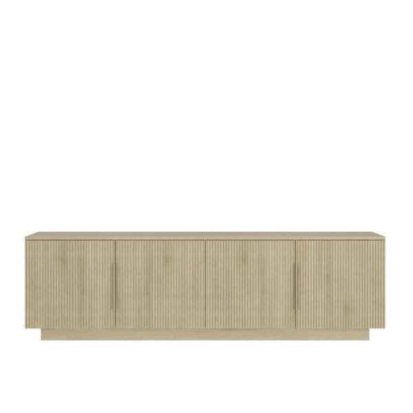 English Elm Tv Stand with LED Lighting 68 Inch Modern Entertainment Center for Living Room W1321P527016
