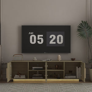 English Elm Tv Stand with LED Lighting 68 Inch Modern Entertainment Center for Living Room W1321P527016