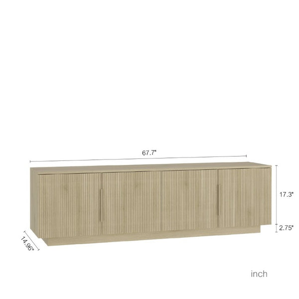 English Elm Tv Stand with LED Lighting 68 Inch Modern Entertainment Center for Living Room W1321P527016