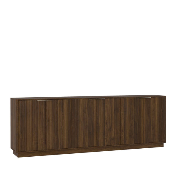 English Elm Modern Fluted Credenza with Six Compartments and Adjustable Shelving for Dining Rooms W1321S00061