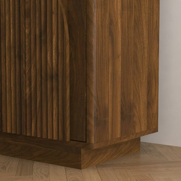 English Elm Modern Fluted Sideboard with Adjustable Interior Shelves Art Deco Dining Storage Cabinet W1321S00063