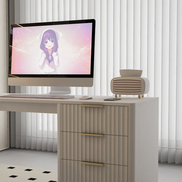 English Elm L Shaped Corner Desk with Bookshelf Storage and Built in Charging for Home Office White W1321S00067
