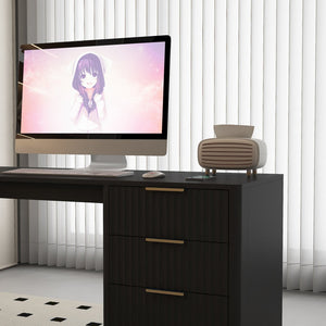 English Elm L Shaped Corner Desk with Bookshelf Storage and Built in Charging for Home Office Black W1321S00068