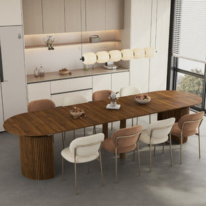 English Elm Extendable Solid Wood Dining Table Seats Ten Foldable Console for Small Spaces W1321S00069
